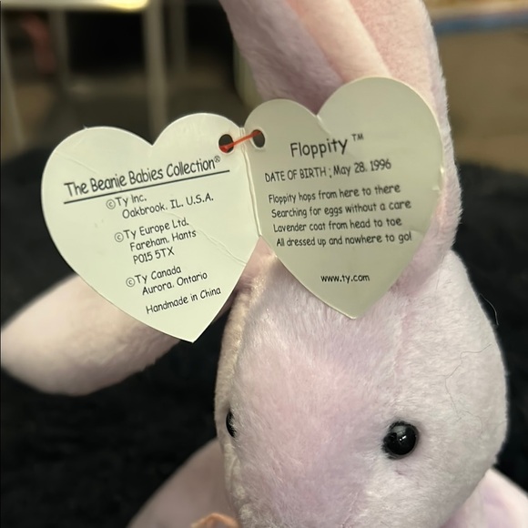Ty Beanie Babies Floppity Bunny - Lavender Plush - Picture 1 of 4